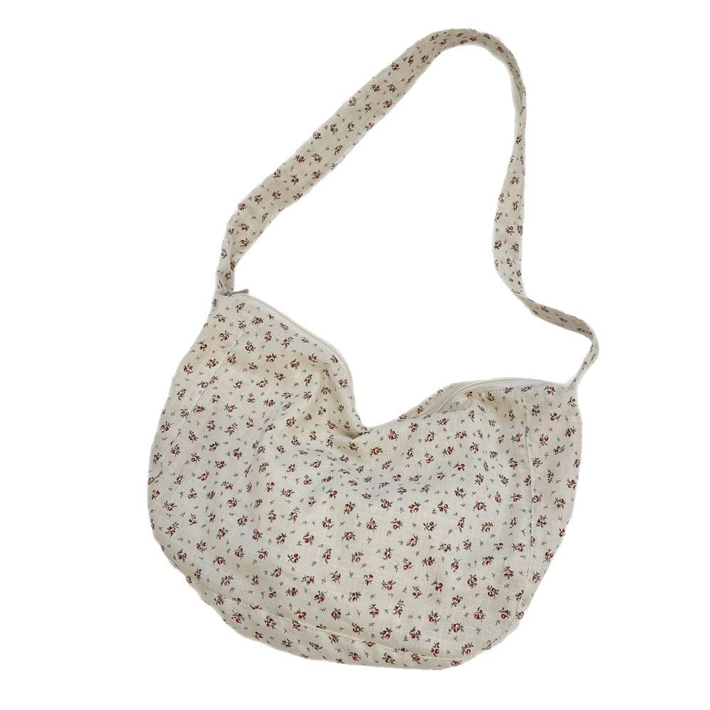 54123 Casual Large Bag for Women, summer new floral canvas bag, large-capacity single-shoulder crossbody bag for commuting to school Item Picture