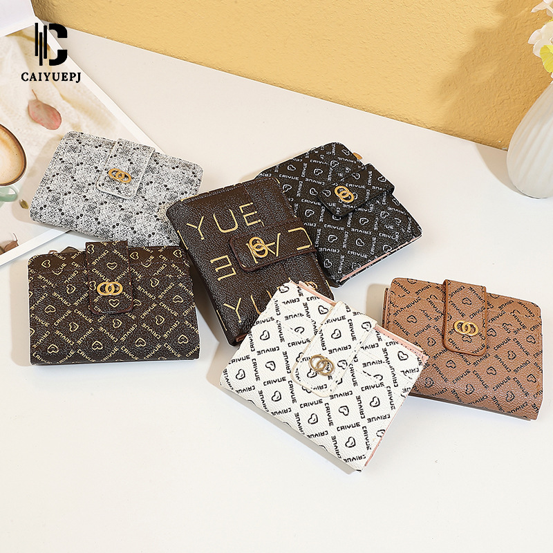 New short women's wallet with fashionable letter print card bag, simple and multi-slot coin purse, cross-border wallet details Picture