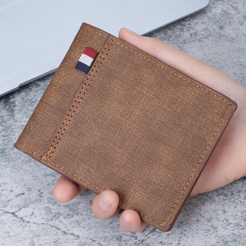 A stylish new frosted men's wallet, short, large-capacity, fashionable and retro three-in-one bag, men's wallet with multiple layers full figure