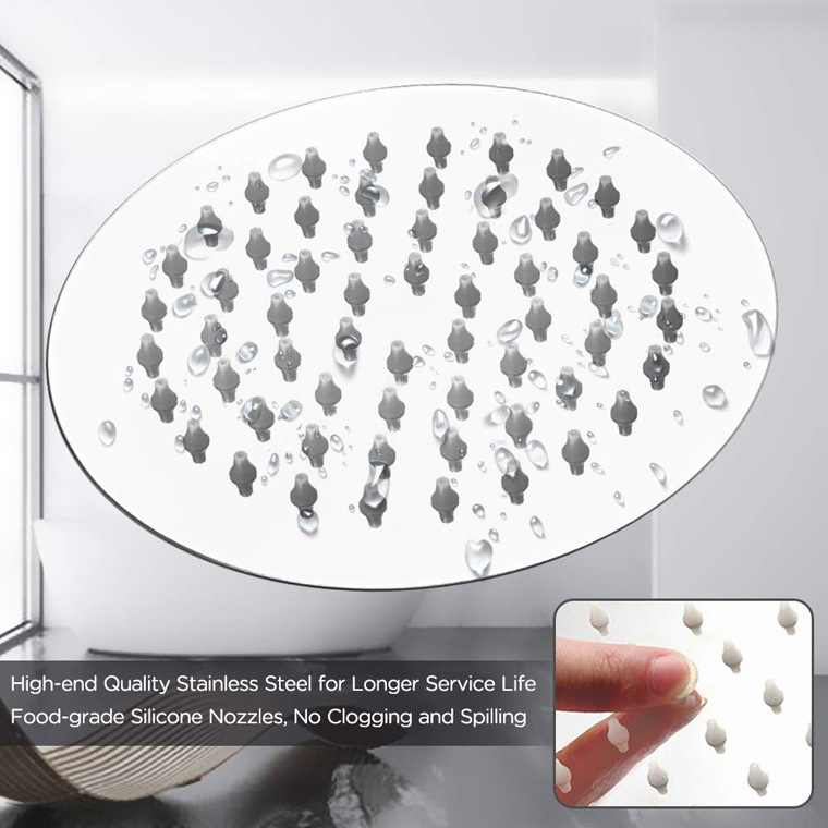 Amazon 6-inch and 8-inch stainless steel circular thin pressure-increasing water-saving mirror top shower heads for export details Picture
