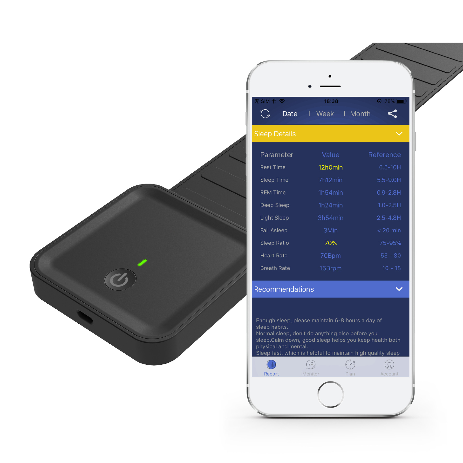 The cross-border best-selling contactless smart sleep monitor features real-time heart rate and breathing monitoring, Bluetooth sleep analysis, and long battery life details Picture