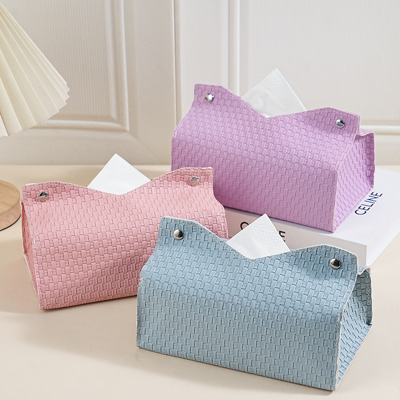 Cross-border in-stock direct supply of Nordic leather tissue boxes, home creative tissue boxes, car PU leather desktop tissue boxes full figure