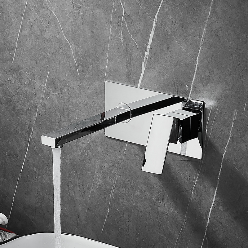 Brass black concealed cold and hot built-in countertop faucet, wall-mounted water outlet basin, hot-melt built-in concealed faucet Specification drawing