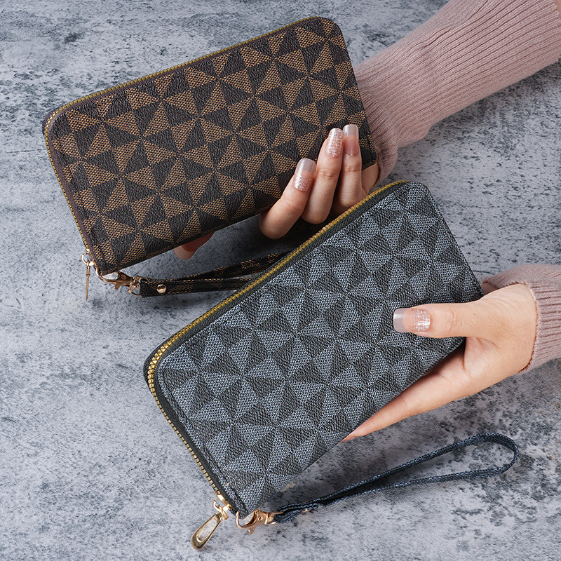 Cross-border 2024 Spring New men's and women's long wallet, fashionable capacity, printed loose change, clutch, wallet, card case Specification drawing