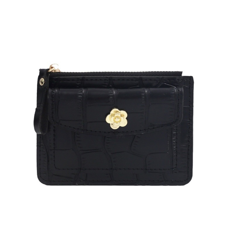 New style card bag, coin purse, zipper slot, women's Instagram, camellia, crocodile pattern, fresh and clean, wholesale, logo order Item Picture