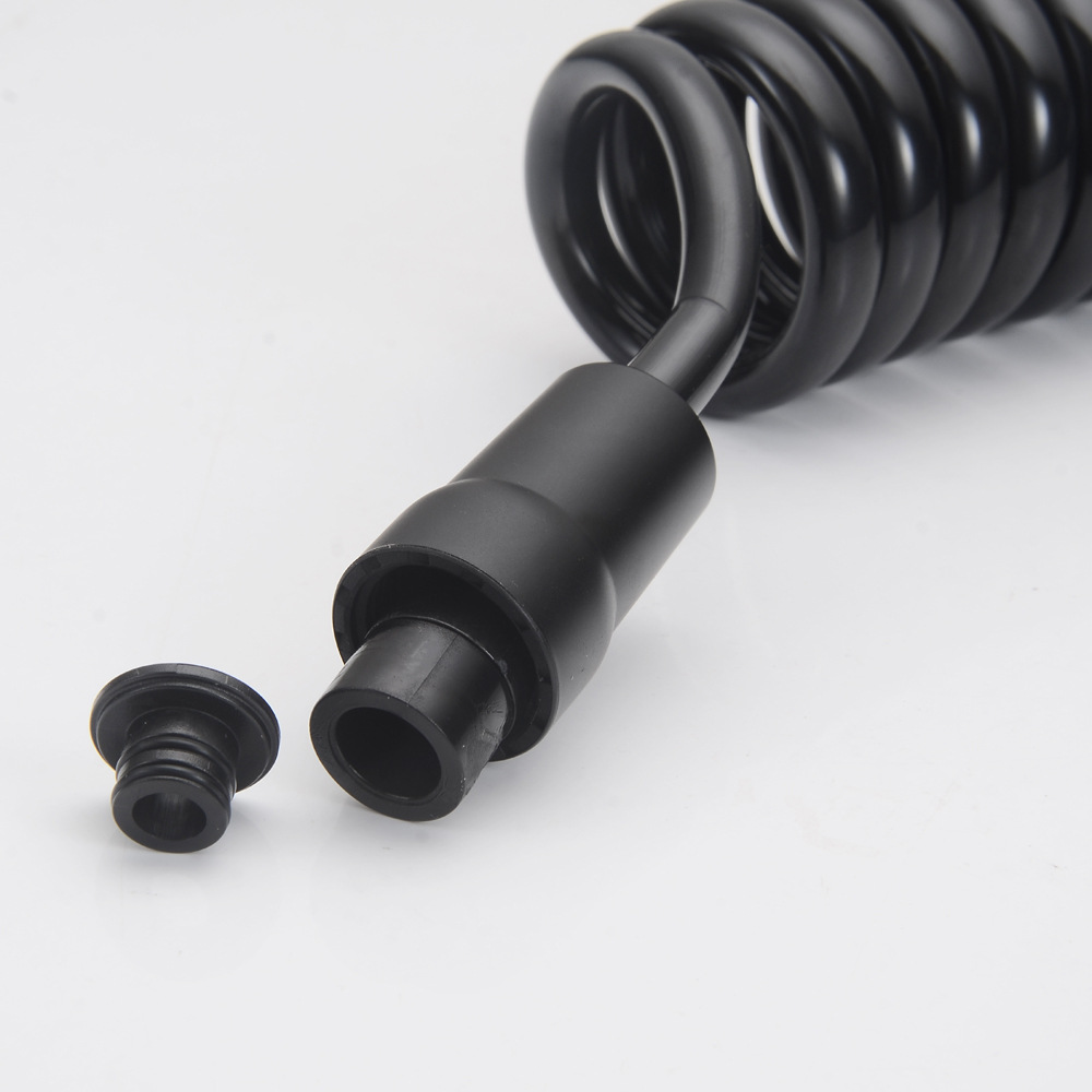 Cross-border black showerhead, shower hose, telescopic spring, telephone line hose, gynecological washer, spray gun, butt wash, connection hose details Picture