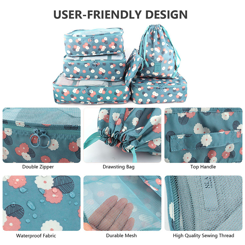 Multi-functional storage set, waterproof travel suitcase, clothing organization, classification and storage bag set, six-piece set Application Scenario