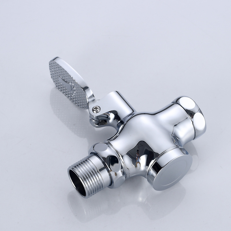Copper body foot pedal flushing valve for bathroom, toilet and urinal foot pedal four-way flushing valve manufacturer wholesale Specification drawing