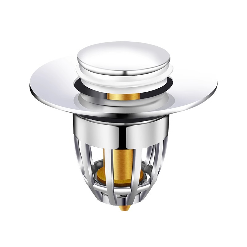 Press-type washbasin drain, spring core, washbasin, washbasin anti-odor, bathroom countertop, copper core leak plug Item Picture