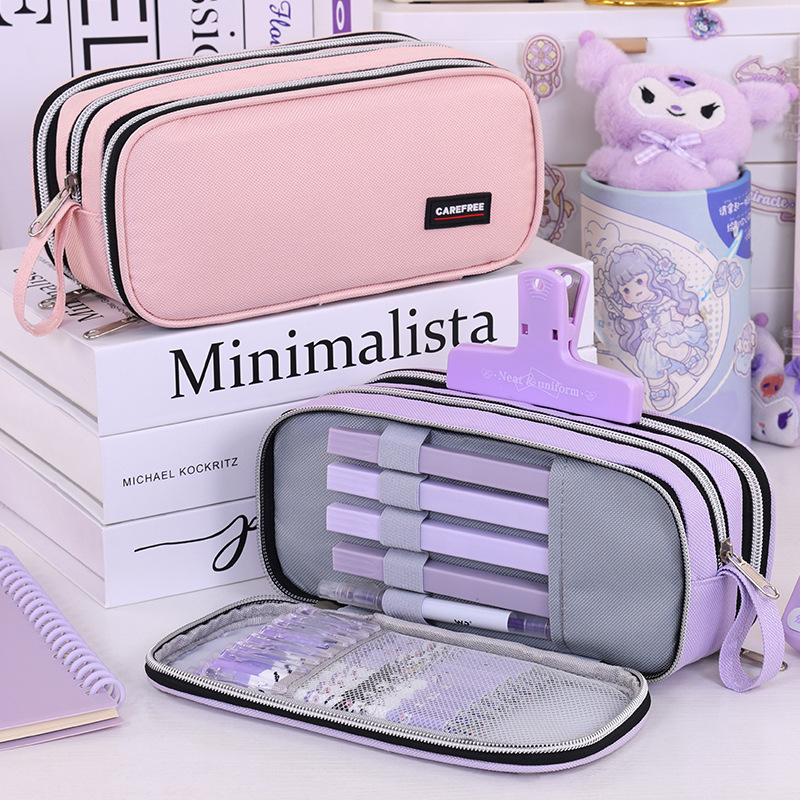 New multi-layer large-capacity, high-appearance-level pencil case for the back-to-school season, a stationery box for junior high school, primary school and girls, and a dirt-resistant pencil case details Picture