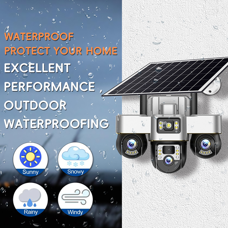3-lens, 3-screen, 6-gimbal V380 high-definition solar dome camera, 3-lens, 6-PTZ solar camera Application Scenario