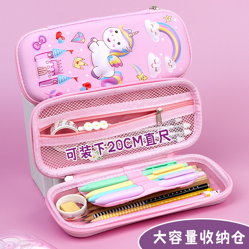 3D cute cartoon pencil case for primary school students and children, large-capacity creative pencil box for boys and girls details Picture