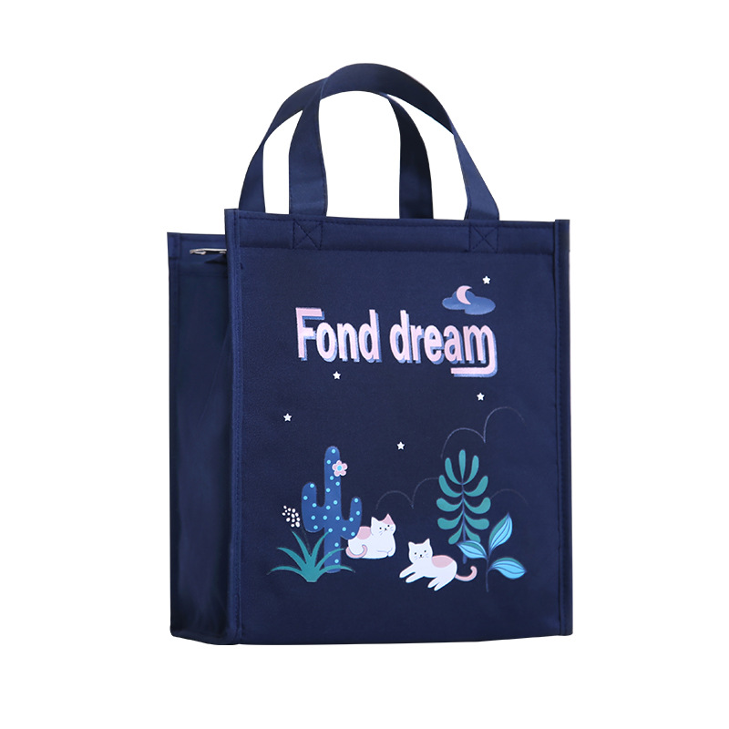 Aluminum foil thickened lunch box bag for bringing meals to work, canvas hand-held lunch box, hand-held insulated bag Item Picture