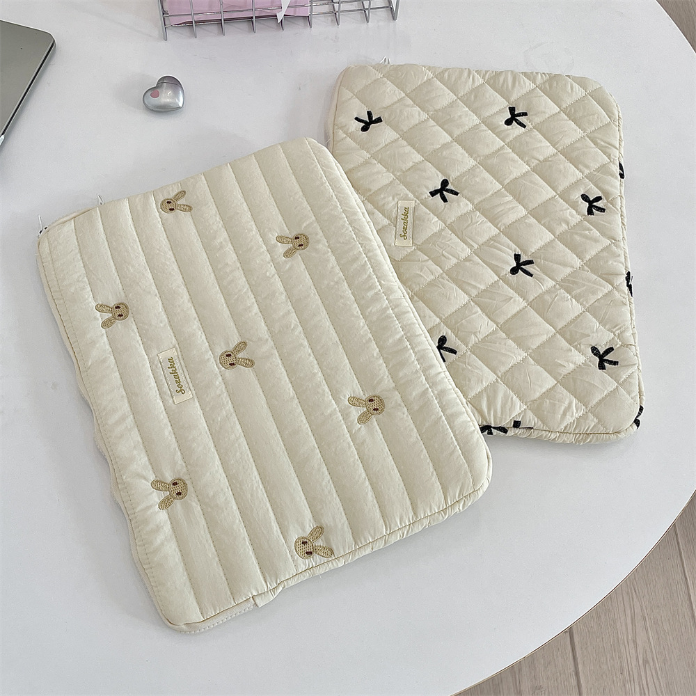 52191 Korean ins tablet computer storage cute diamond-shaped embroidered rabbit 11/13/15-inch notebook storage Specification drawing