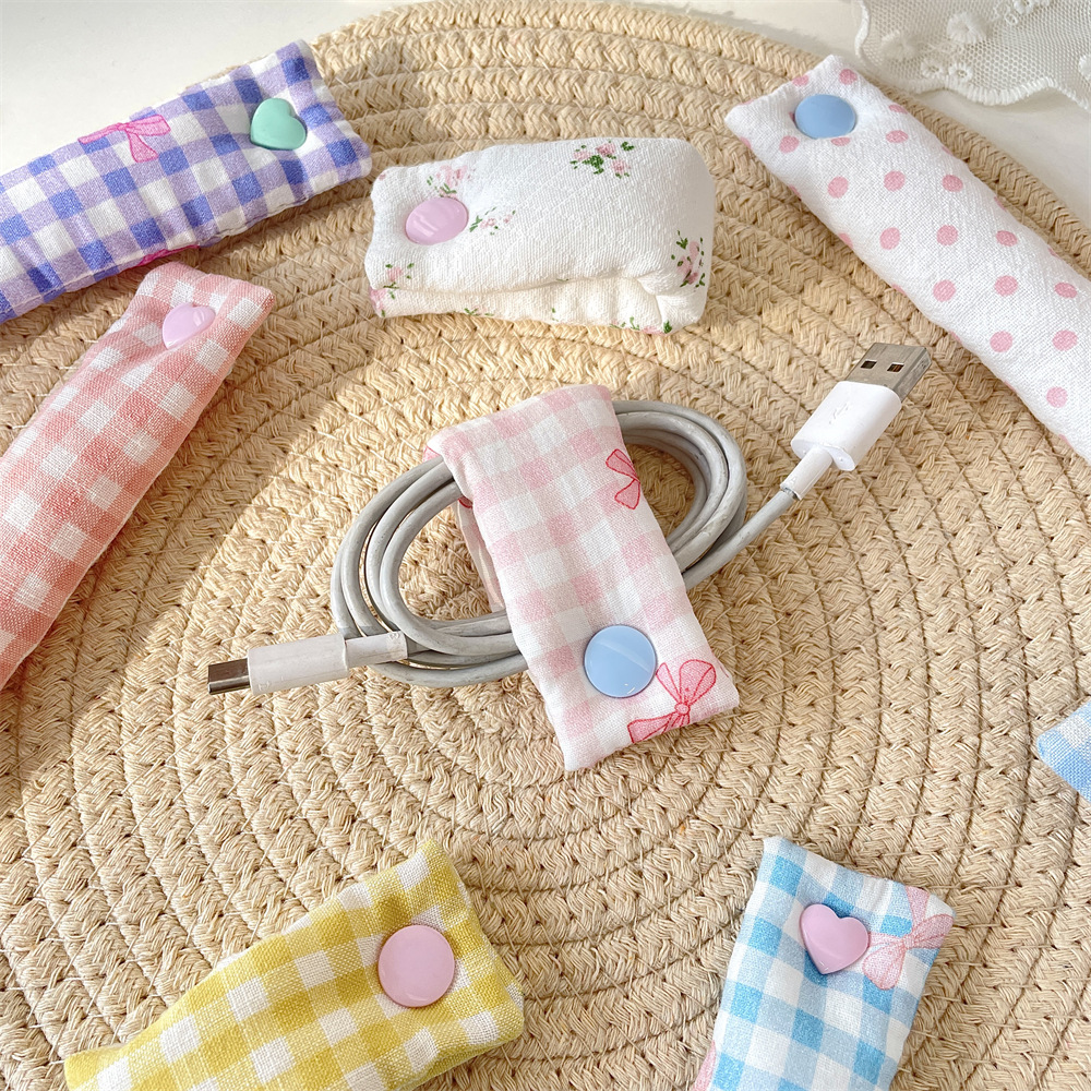 53191 ins data cable storage buckle, charging cable winder, headphone cable storage, fabric, cute, fixed and organized Specification drawing