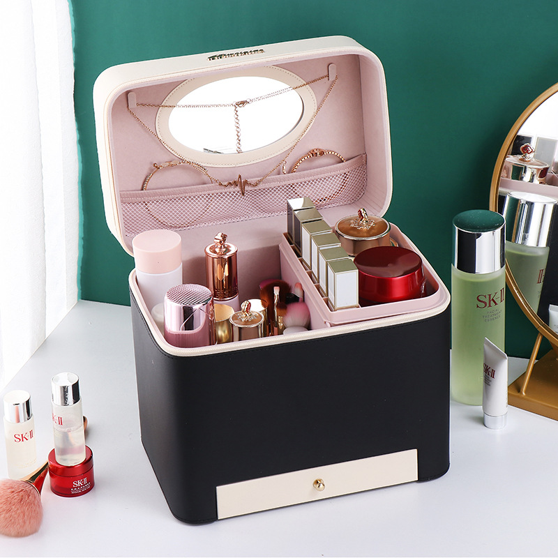 Factory custom-made color-blocked makeup boxes, dust-proof multi-functional layer nail art boxes, large-capacity toolboxes, and can be labeled with logos full figure