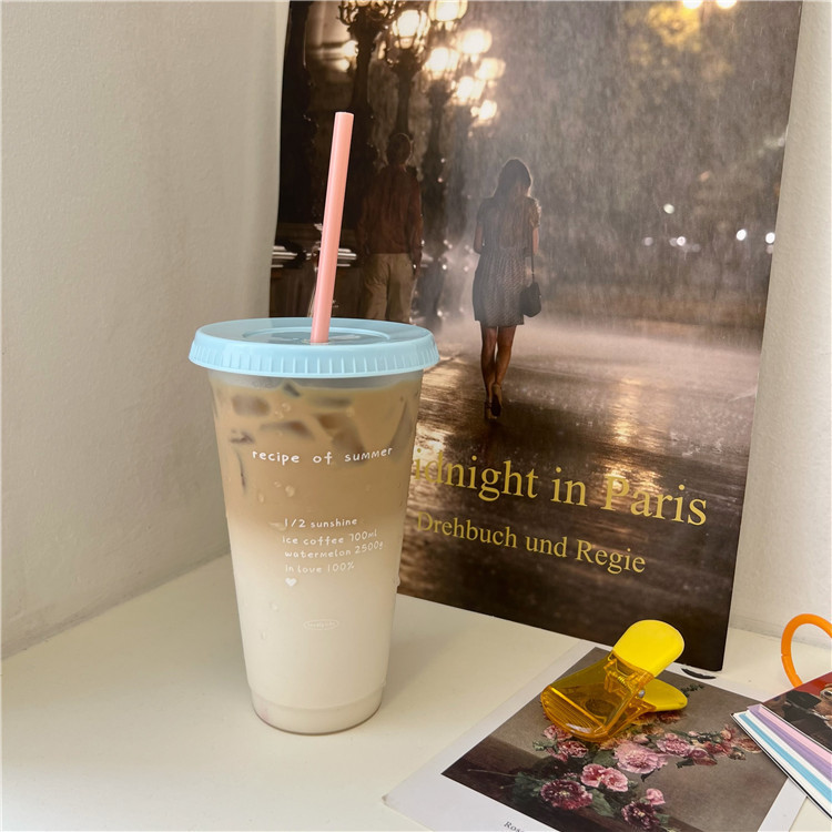 Self-made InS-style candy-colored summer coffee cup, plastic straw cup, large-capacity portable cup, girlish water cup Specification drawing