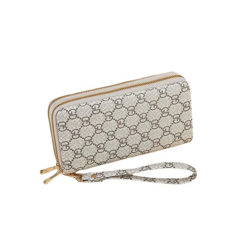 2023 New style women's wallet Long matte double zipper clutch, fashionable gradient color multi-slot wallet for women Item Picture