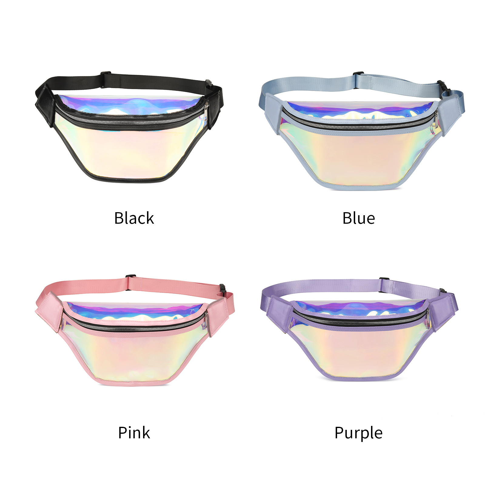 Amazon Colorful TPU waist bag, laser women's chest bag, outdoor running waterproof crossbody bag, transparent PVC hanging bag details Picture
