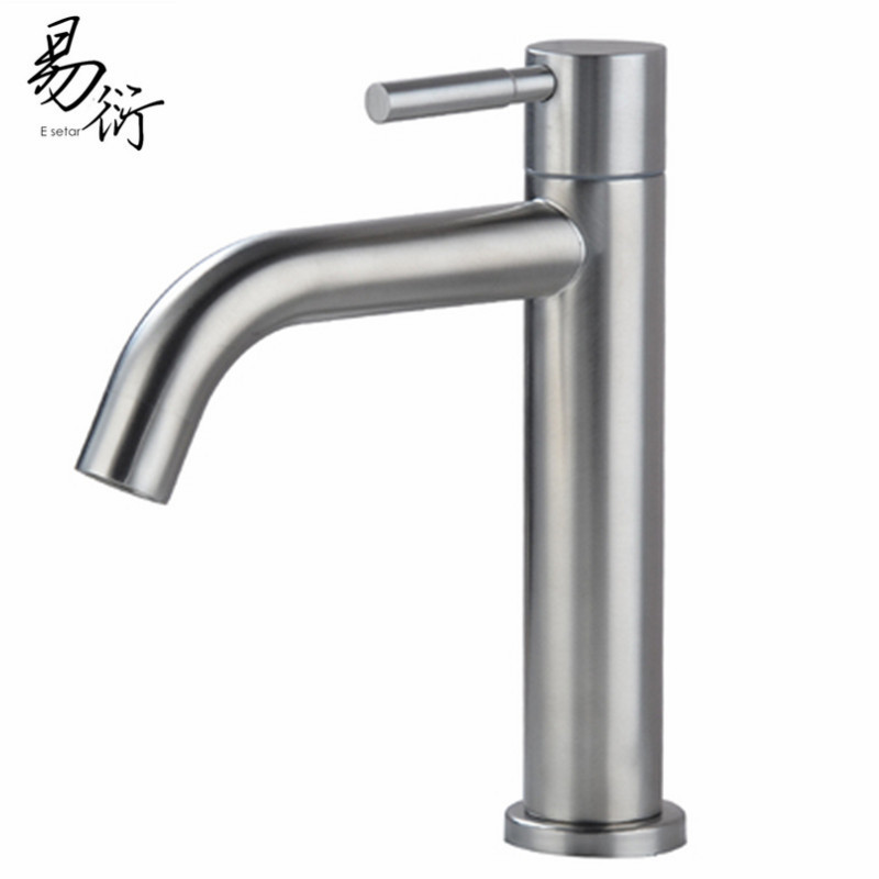 Wholesale of single-cooling faucets, stainless steel brushed washbasin faucets, single-hole laundry, washbasin, countertop and washbasin faucets Item Picture