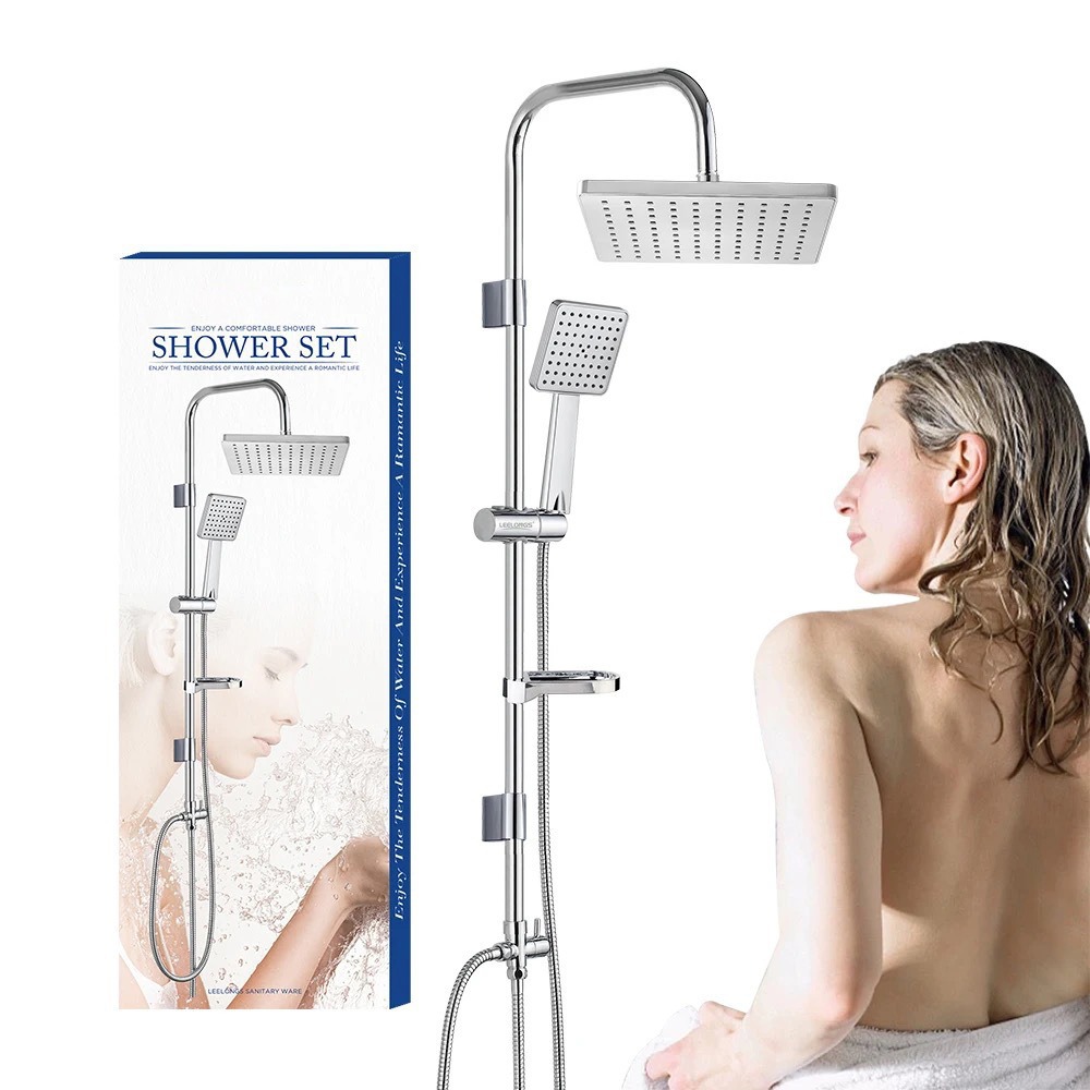 Simple shower head set for bathroom, all-copper wall-mounted single-cooling shower pole with nozzle, black, cross-border export wholesale details Picture