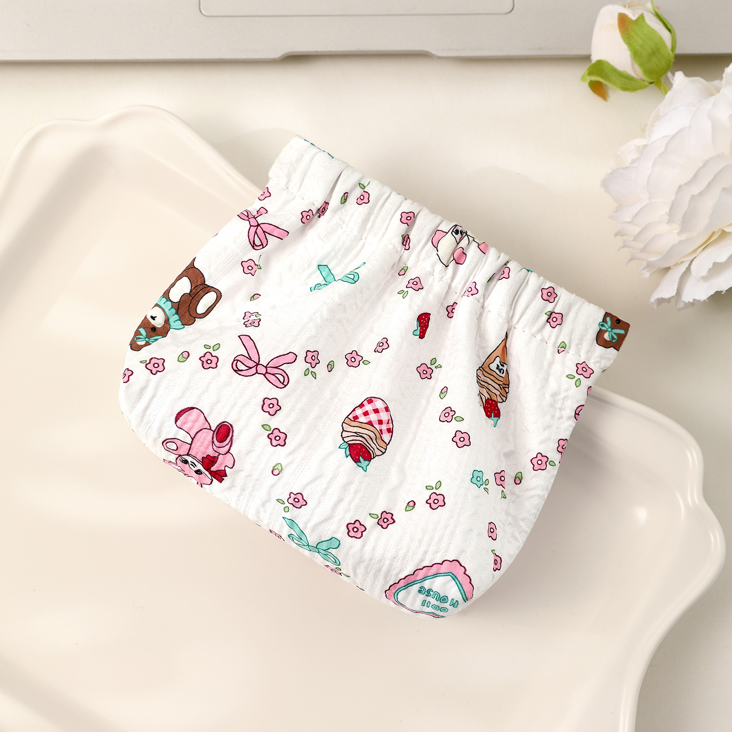 New linen wallet, fabric Korean-style coin case, simple and fashionable canvas cartoon key, cute storage bag, coin purse details Picture