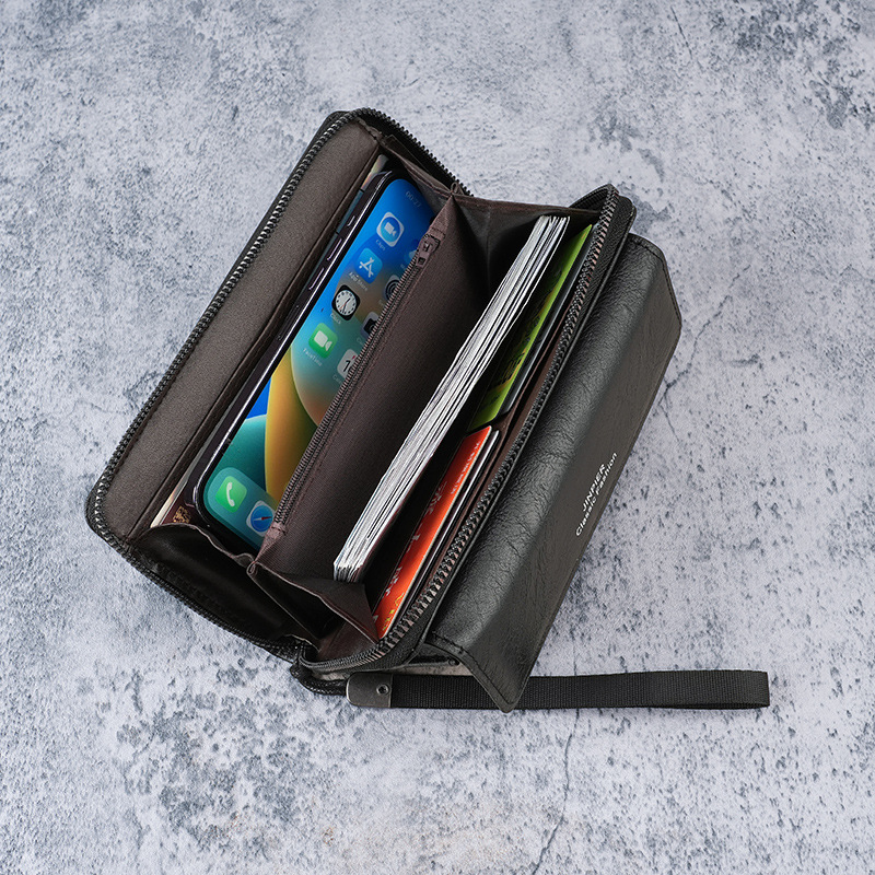 Cross-border men's wallet PU multi-slot casual long wallet, new large-capacity clutch, mobile phone coin purse for men details Picture