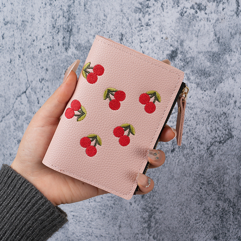 Factory direct sales cross-border trade wholesale loose change women's bag 2024 model fashionable embroidered buckle card bag student wallet Specification drawing