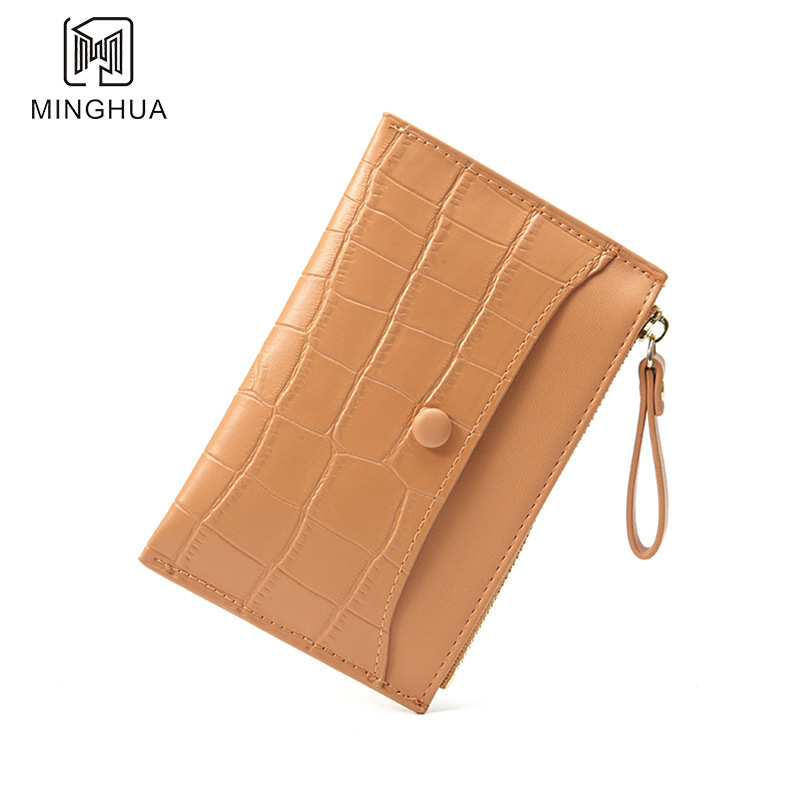 New InS-style summer coin purse, leather texture, solid color, simple and popular cross-border zipper card case wholesale details Picture