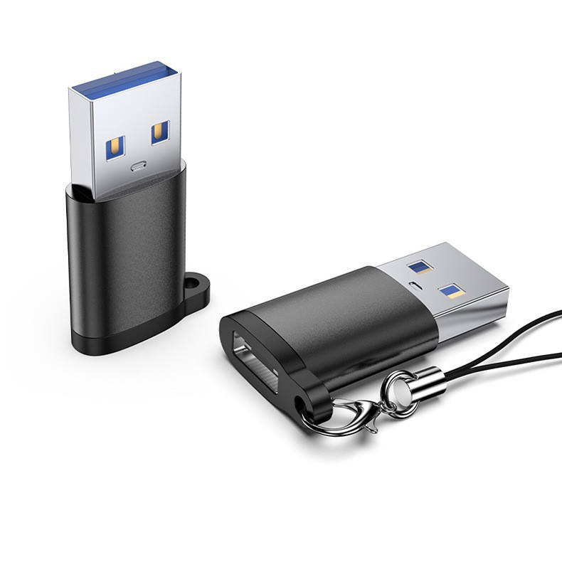 TYPE-C to USB3.0 female adapter for mobile phone charging data cable with chain, Type-C female to USB adapter full figure