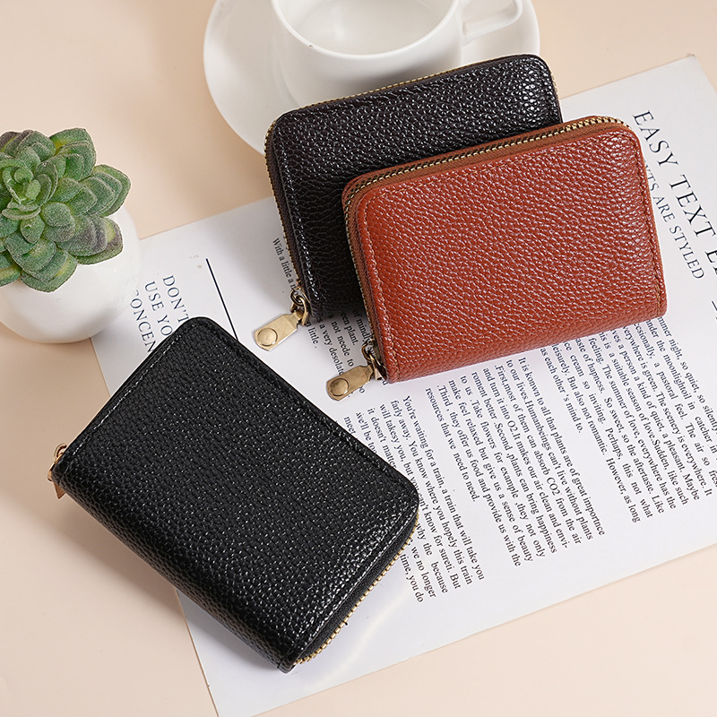 Lychee-patterned organ card case for women with 9 card slots, for women with card cases, macaron Korean version business card case, and credit card case details Picture