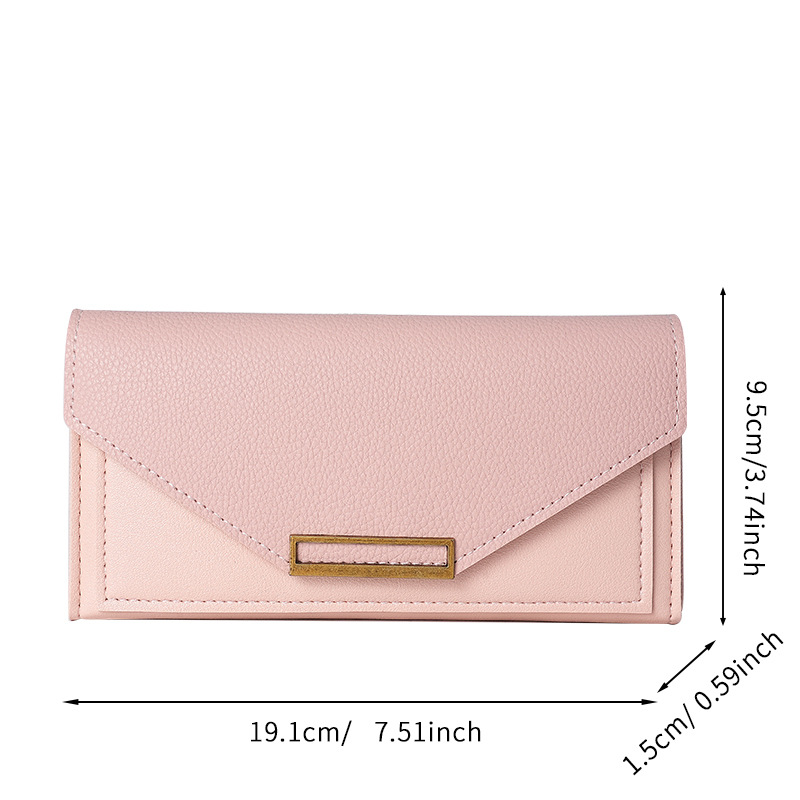 This 2024 new women's Korean-style trendy, long, fresh and multi-functional clasp thin coin purse is a retro Japanese and Korean style Item Picture
