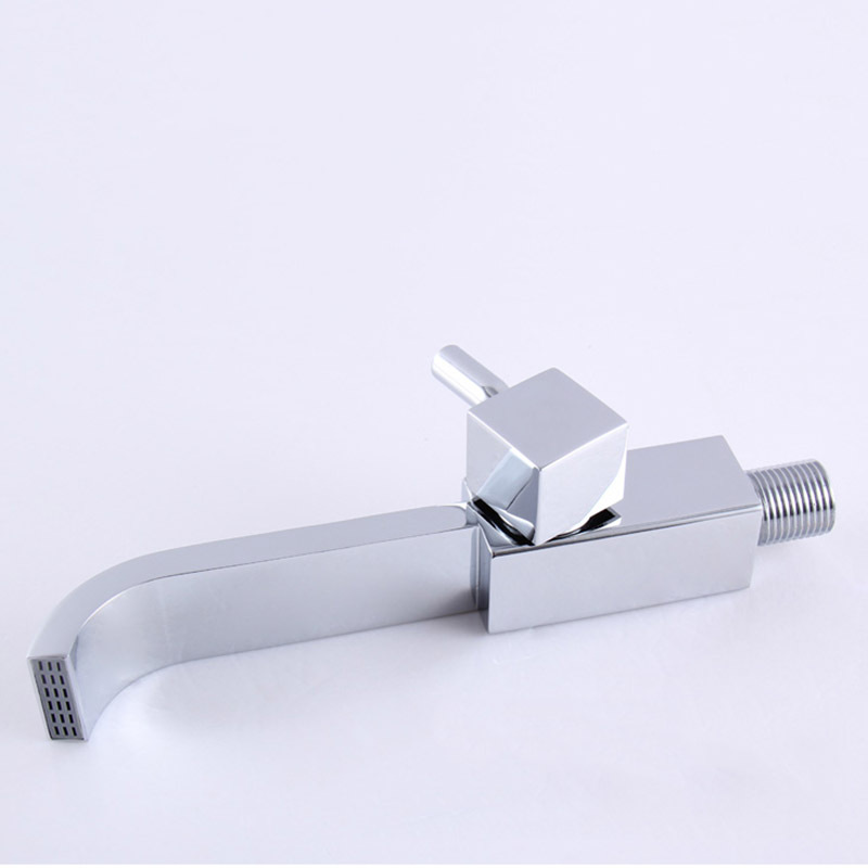 Black chrome-plated copper faucet for bathroom, wall-mounted extended single-cooling quick-opening, fashionable and simple mop sink faucet Specification drawing