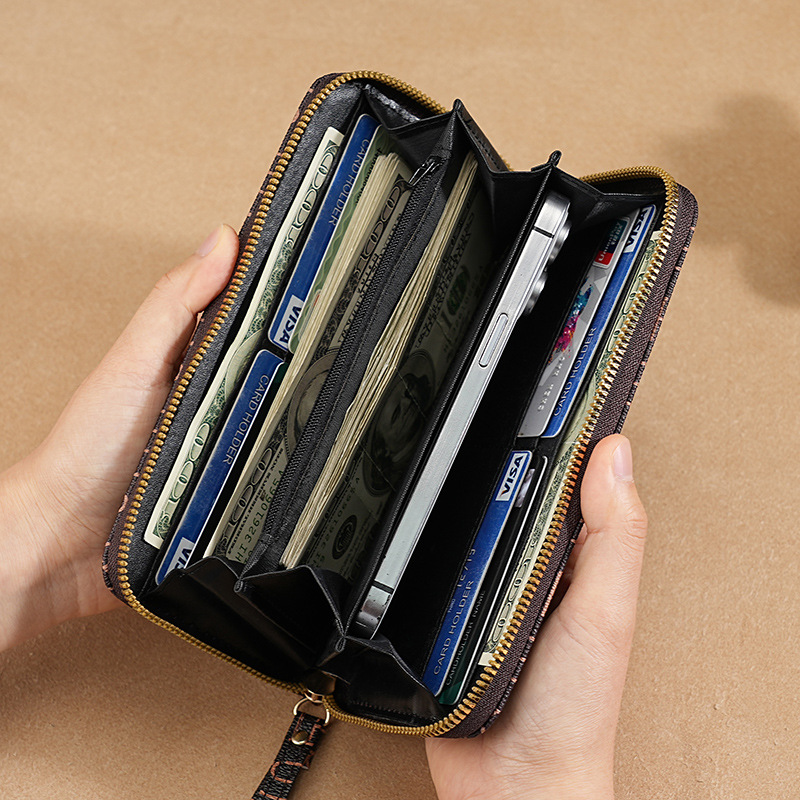 A new Korean-style ladies' wrist wallet with a long zipper and a high-end feel, featuring multiple slots for cross-border mobile phone cases Application Scenario