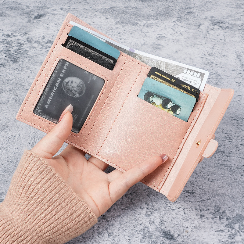 New women's wallet short solid color card bag Spring women's style high-end Wallet cross-border coin purse women wholesale details Picture