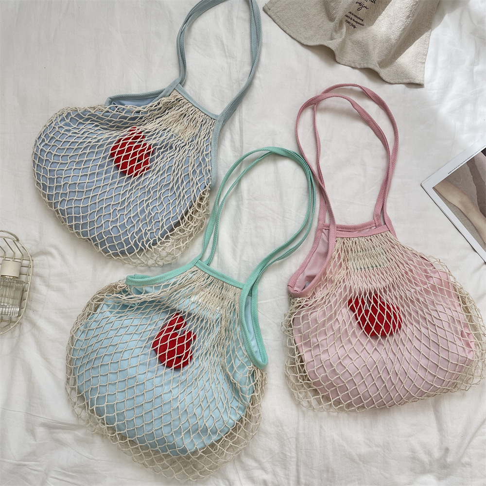 54122 Summer seaside trip simple and niche woven women's bag with a net bag style, fashionable single-shoulder bag, shopping fishing net bag full figure