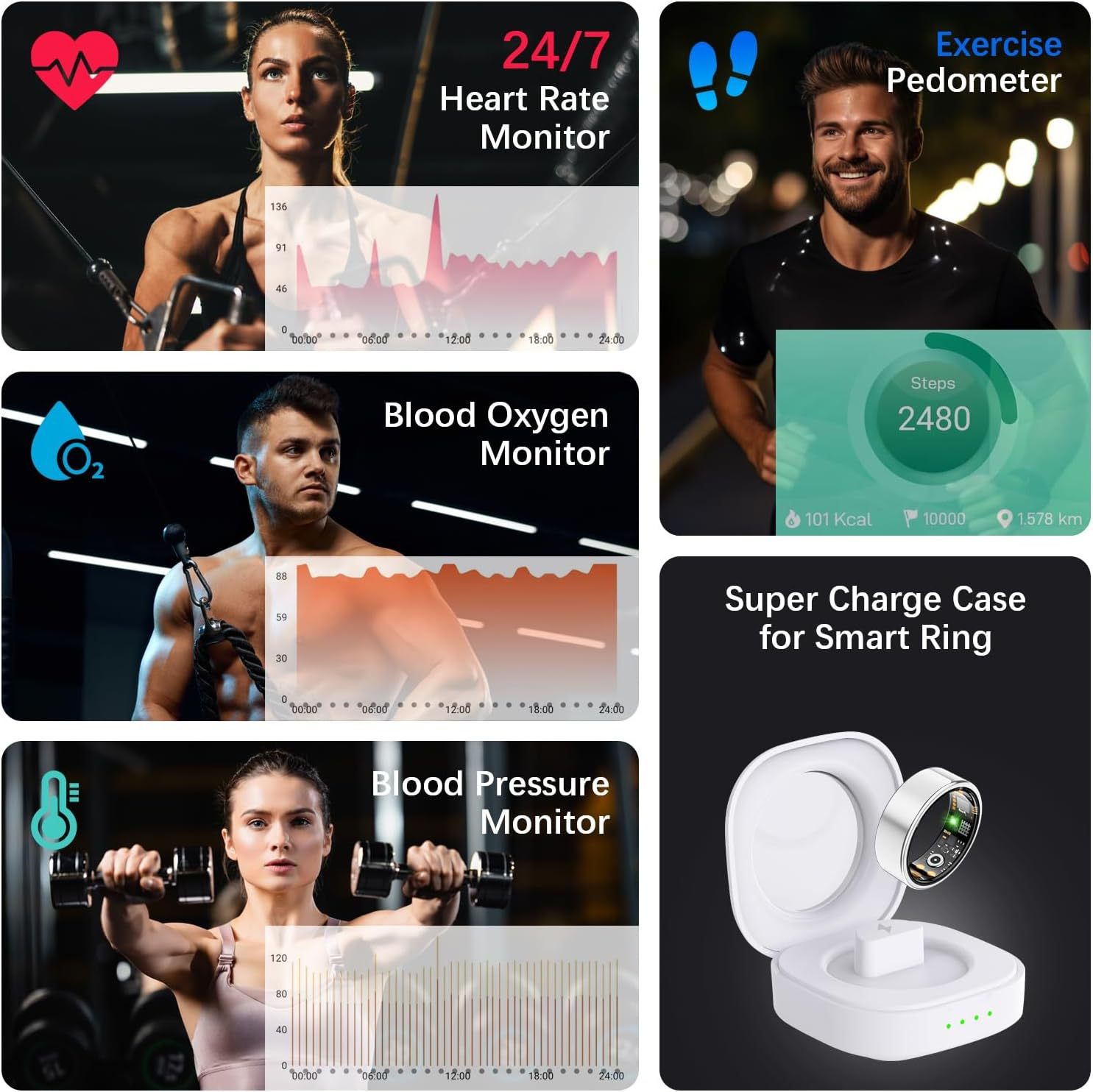 Cross-border private model R11M Smart Ring, heart rate and blood oxygen 100+ exercise mode Smart ring details Picture