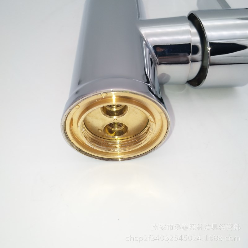 Large bend copper bottom round three-way mixed water kitchen faucet, zinc alloy sink, vegetable basin, cold and hot faucet manufacturer details Picture