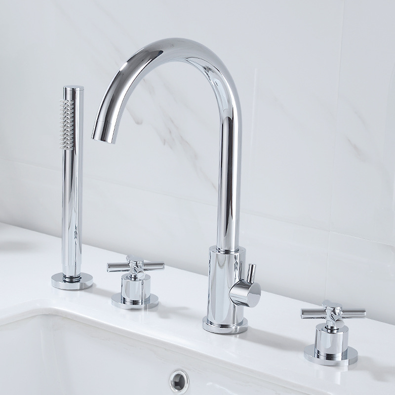All-copper bathtub edge, bathroom, bathtub faucet, cold and hot split, sitting bathtub faucet, cross handwheel for export Application Scenario