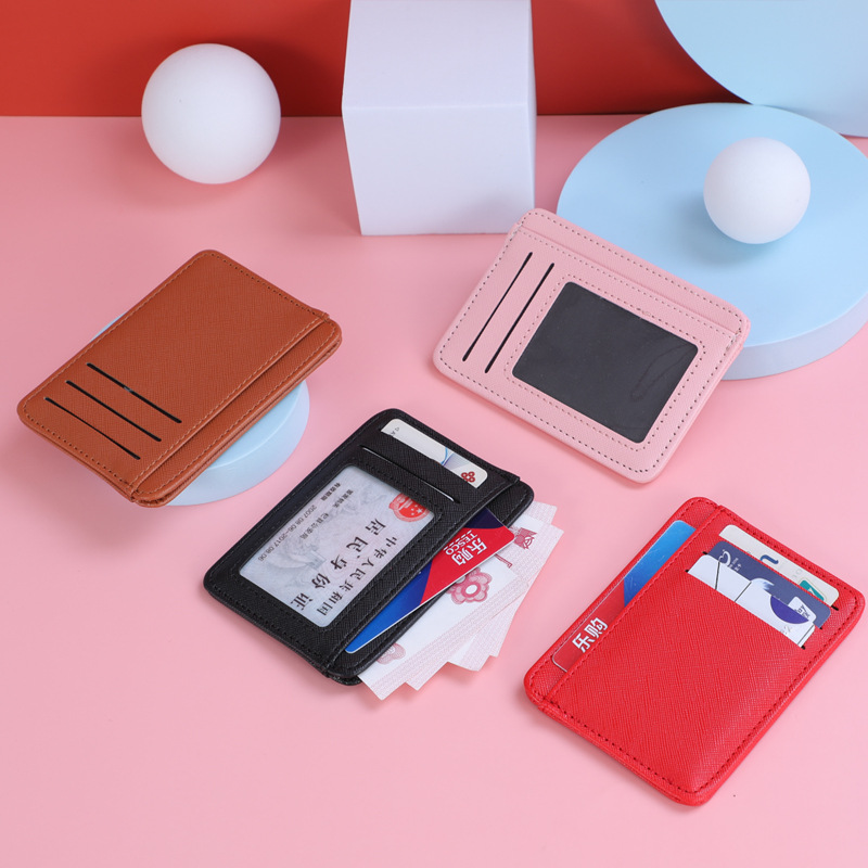 2022 New Cross-patterned card case for women with multiple slots, simple, fashionable and classic solid color coin purse for women on Instagram full figure