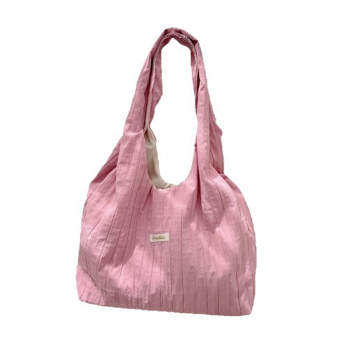 4943 ins simple single-shoulder women's bag, large capacity pleated solid color cloth bag, casual summer light new vest bag Item Picture