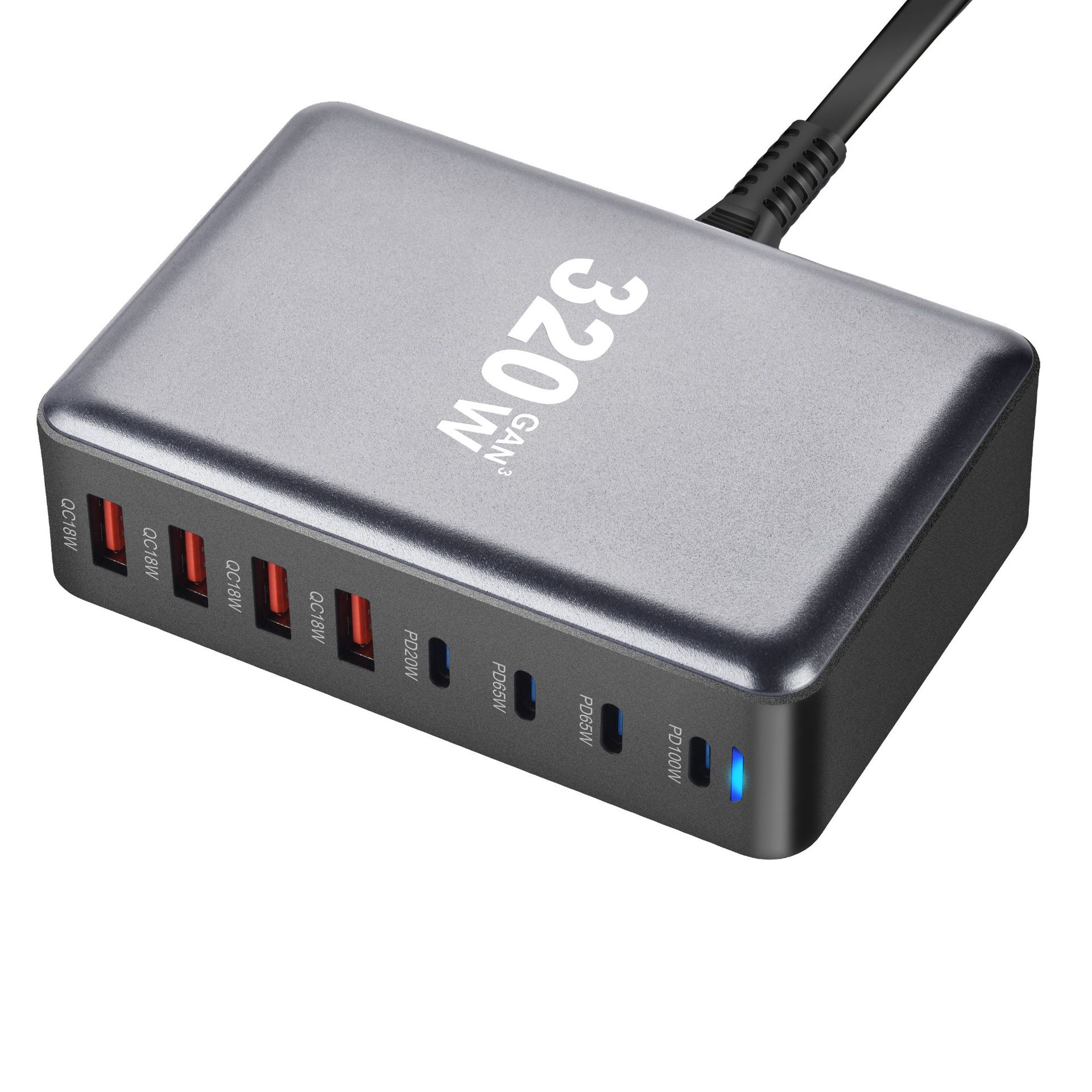 320W desktop PD charger 4C4A gan multi-port desktop charger, new 440W mobile phone and computer adapter Item Picture
