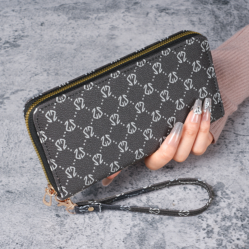 New cross-border 2024 women's wallet, mid-length clutch bag, European and American fashionable printed mobile phone bag, wallet and coin purse full figure