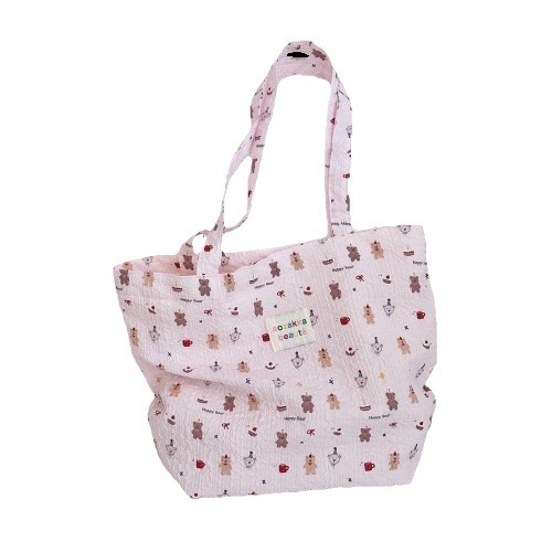 47201 InS-style cartoon embossed canvas bag, casual single-shoulder bag, cloth bag, a girl's handbag for going shopping Item Picture