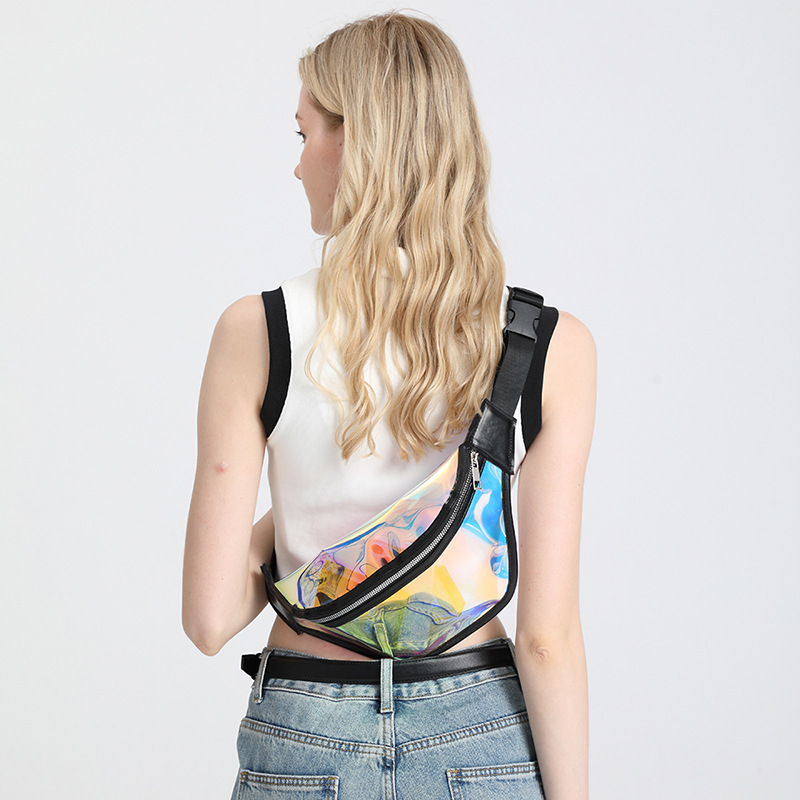 Summer sports waist bag, running fitness phone, waterproof transparent swimming storage, crossbody bag, laser waist bag Application Scenario