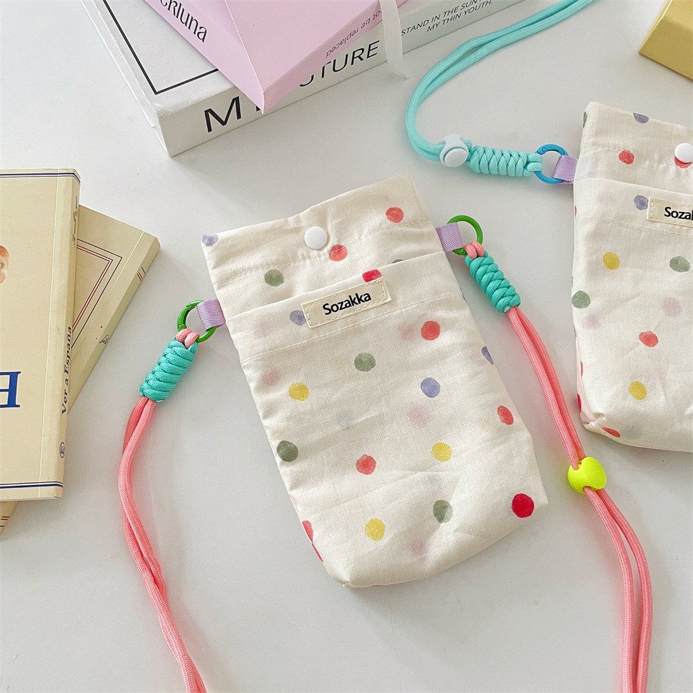 54113 Color polka dot lanyard mobile phone case, new style, portable mobile phone storage, hand-held miscellaneous coin purse for women Specification drawing