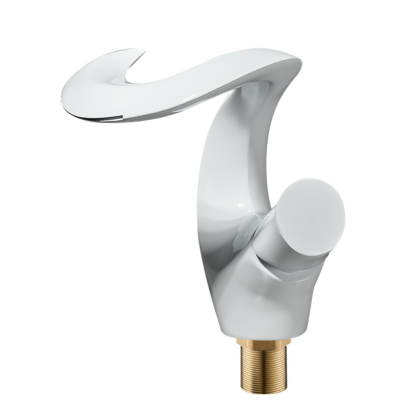 Bathroom basin faucet, cold and hot brass, creative washbasin, waterfall-style single-hole under-sink, household Item Picture