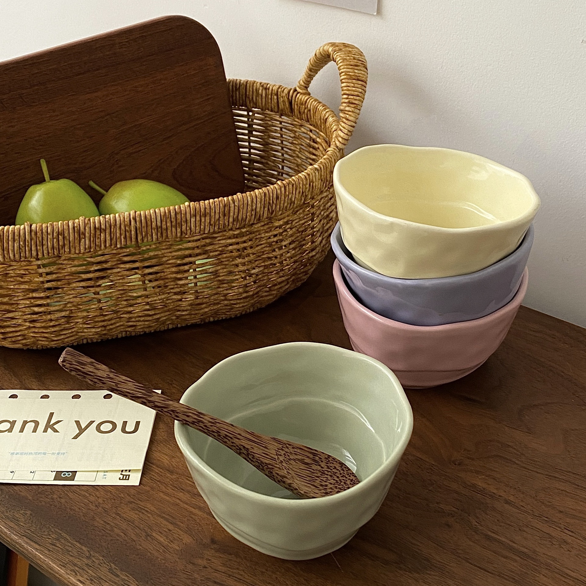 Ins-style irregular rice bowl, macaron-colored Korean soup bowl, personal special, high appearance level fruit salad bowl full figure