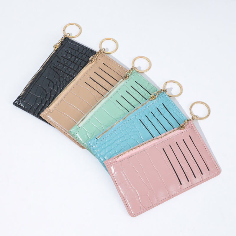 New crocodile-patterned women's card holder, card case, coin purse, and women's bag with multiple zippers and slots, featuring the company LOGO details Picture