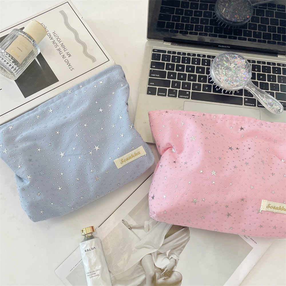 5621 Star Sequin Makeup Bag, large capacity storage bag, travel care products, bag opening red storage Specification drawing